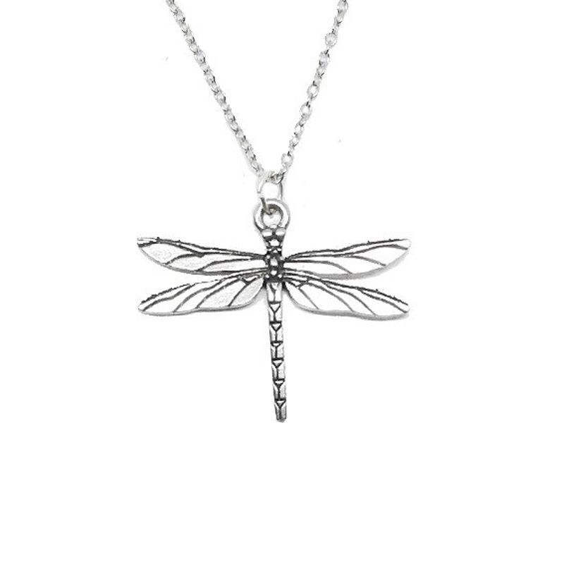 Pewter Dragonfly Pendant with Chain - 2686NP - Click Image to Close